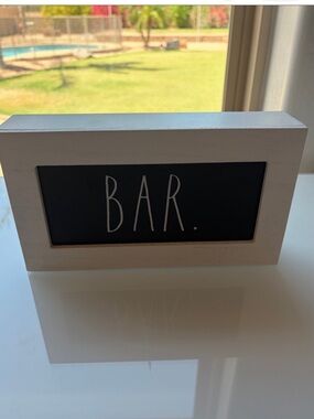 Rae Dunn White Framed BAR Sign with Black Panel